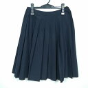 スクールスカート 夏物 w66-丈61 紺 中学 高校 プリーツ 学生服 制服 女子 中古 HK3791