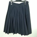 スクールスカート 夏物 w66-丈63 紺 中学 高校 プリーツ 学生服 制服 女子 中古 HK6751