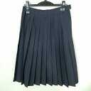スクールスカート 夏物 w66-丈63 紺 中学 高校 プリーツ 学生服 制服 女子 中古 HK6752