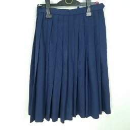 スクールスカート 冬物 w63-丈61 花紺 中学 高校 プリーツ 学生服 制服 女子 中古 IN1732