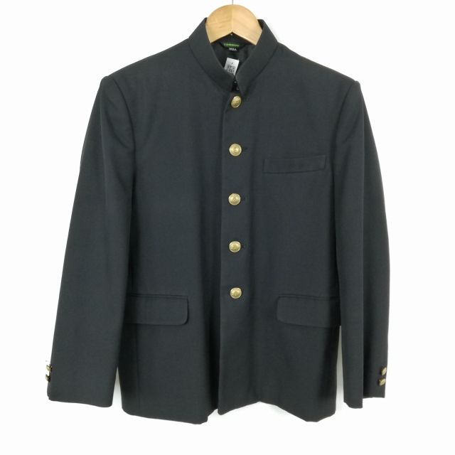 学生服 学ラン 160A 男子 トンボ 上着 ウール混 標準型学生服 詰襟 サージ 黒 中古 ランクC a3 JJ5579