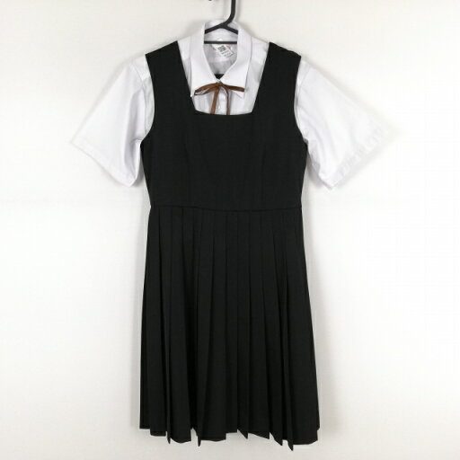 ジャンパースカート 紐タイ バスト86 ウエスト74 カンコー 冬物 女子 学生服 中学 高校 黒 制服 中古 ランクB NA5456 ジャンパースカート 紐タイ バスト86 ウエスト74 カンコー 冬物 女子 学生服 中学 高校 黒 制服 中古 ランクB NA5456