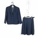 ブレザー スカート 上下2点セット L 大きいサイズ 冬物 女子 学生服 中学 高校 紺 制服 中古 ランクC EY0131
