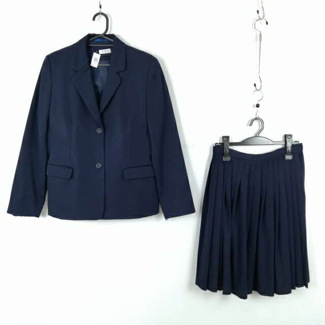 ブレザー ベスト スカート 上下3点セット 指定 170A 大きいサイズ ELLE 冬物 女子 学生服 中学 高校 紺 制服 中古 ランクC EY6030