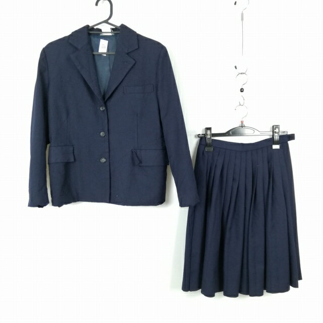 ブレザー スカート 上下2点セット 冬物 女子 学生服 中学 高校 紺 制服 中古 ランクC EY8588