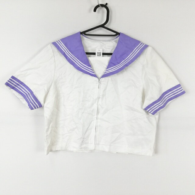 コスプレ セーラー服 上着 2L 白3本線 女子 学生服 中学 高校 白 制服 中古 GM1093