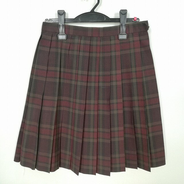 スクールスカート 夏物 w63-丈53 チェック 中学 高校 プリーツ 学生服 制服 女子 中古 HK2349