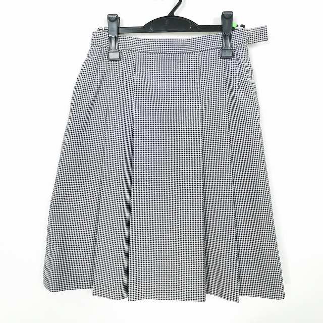 スクールスカート 夏物 w66-丈59 チェック 大阪枚方第四中学 プリーツ 学生服 制服 女子 中古 HK2377