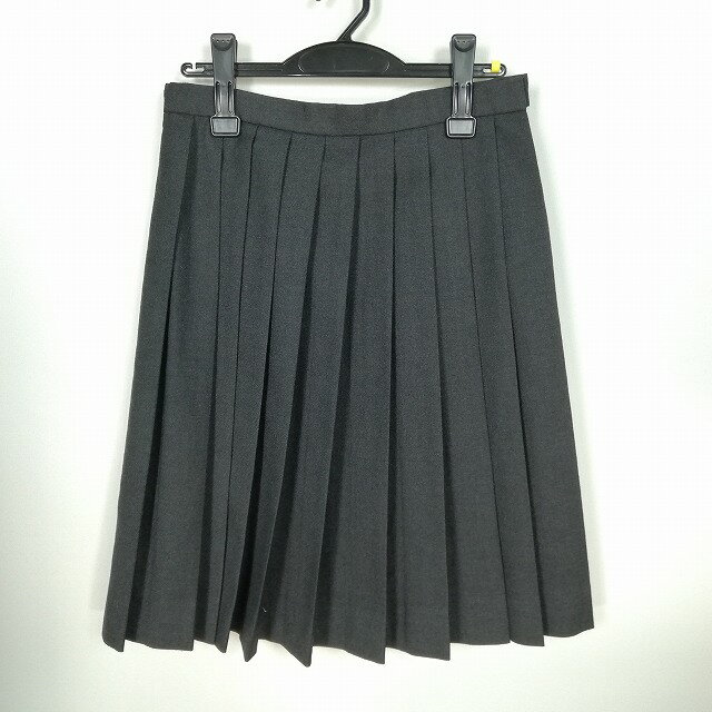スクールスカート 冬物 w69-丈57 グレー 中学 高校 プリーツ 学生服 制服 女子 中古 HK3438