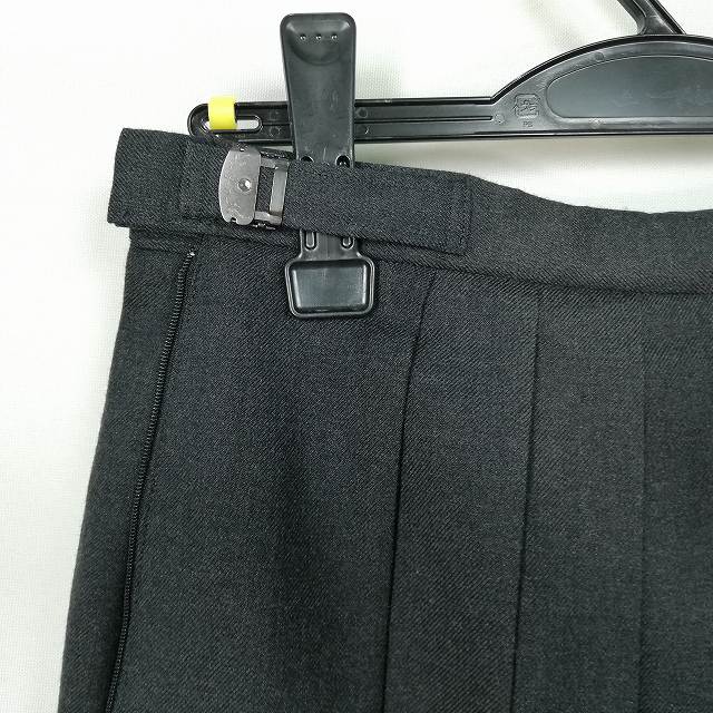 スクールスカート 冬物 w69-丈57 グレー 中学 高校 プリーツ 学生服 制服 女子 中古 HK3438