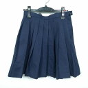 スクールスカート 夏物 w63-丈45 紺 中学 高校 ミニ丈 プリーツ 学生服 制服 女子 中古 HK3800