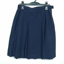 スクールスカート 夏物 w69-丈55 紺 中学 高校 プリーツ 学生服 制服 女子 中古 HK3804