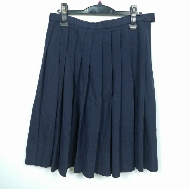 スクールスカート 大きいサイズ 冬物 w72-丈60 紺 中学 高校 プリーツ 学生服 制服 女子 中古 HK4963