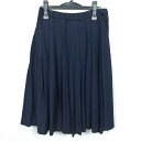 スクールスカート 冬物 w66-丈65 紺 中学 高校 プリーツ 学生服 制服 女子 中古 HK4977