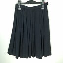 スクールスカート 冬物 w63-丈58 紺 中学 高校 プリーツ 学生服 制服 女子 中古 HK5280