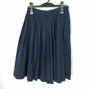 スクールスカート 冬物 w66-丈62 紺 中学 高校 プリーツ 学生服 制服 女子 中古 HK5388
