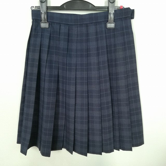 スクールスカート 夏物 w63-丈54 チェック 中学 高校 プリーツ 学生服 制服 女子 中古 HK6364