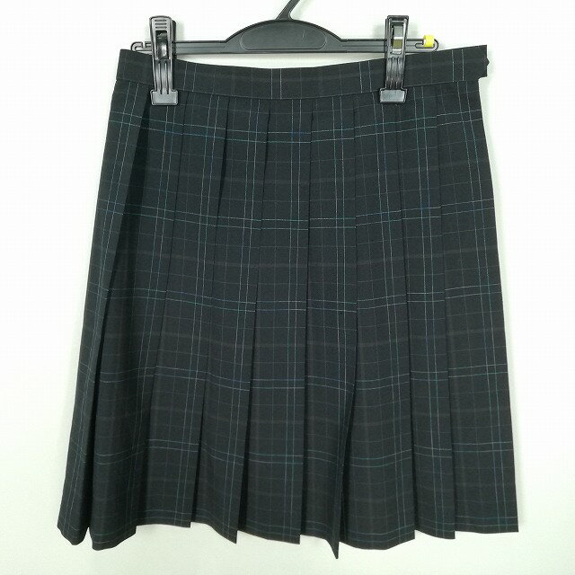 スクールスカート 夏物 w69-丈55 チェック 岡山倉敷商業高校 プリーツ 学生服 制服 女子 中古 HK6373