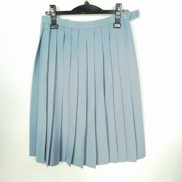 スクールスカート 夏物 w66-丈63 グレー 中学 高校 プリーツ 学生服 制服 女子 中古 HK6398