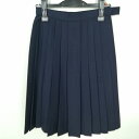 スクールスカート 冬物 w60-丈60 紺 中学 高校 プリーツ 学生服 制服 女子 中古 HK6765