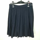 スクールスカート 夏物 w63-丈54 紺 中学 高校 プリーツ 学生服 制服 女子 中古 HK6773