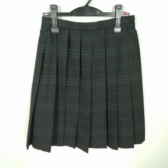 スクールスカート 夏物 w63-丈56 チェック 中学 高校 プリーツ 学生服 制服 女子 中古 HK8284
