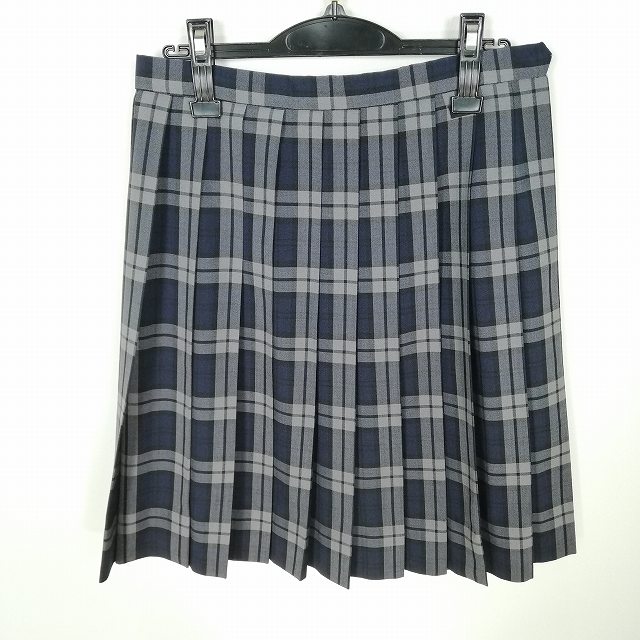 スクールスカート 夏物 w69-丈56 チェック 中学 高校 プリーツ 学生服 制服 女子 中古 HK8288