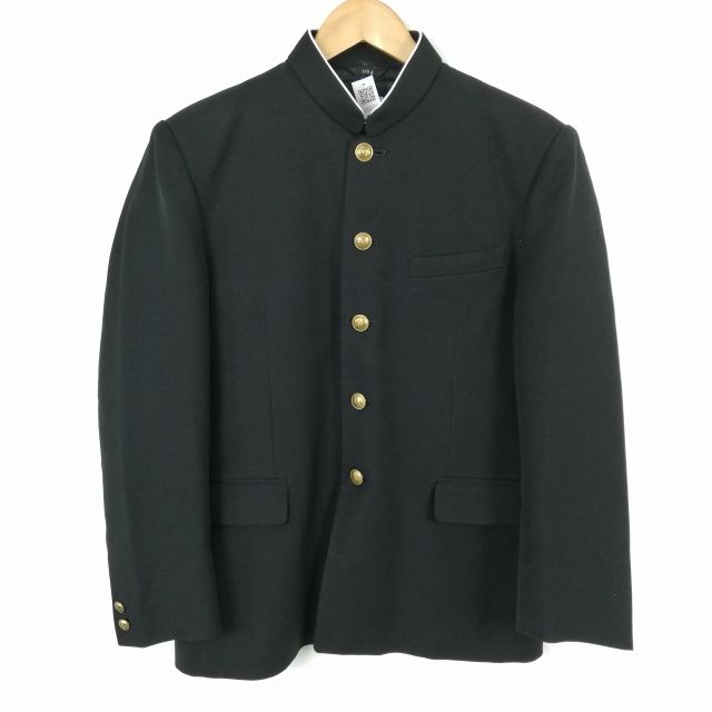 学生服 学ラン 170A 男子 上着 標準型学生服 ラウンドカラー カシドス 黒 中古 ランクC a3 JJ5573
