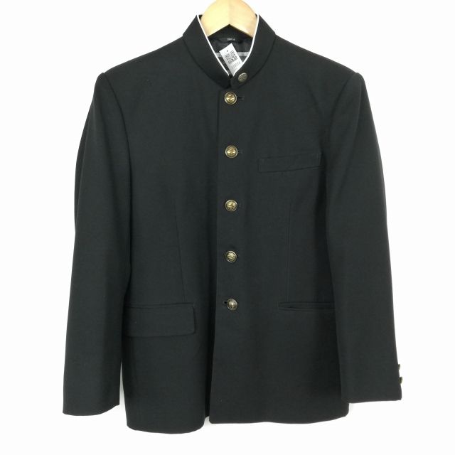 学生服 学ラン 160A 男子 上着 標準型学生服 ラウンドカラー カシドス 黒 中古 ランクC a3 JJ5574