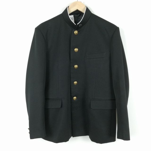 学生服 学ラン 170A 男子 上着 標準型学生服 ラウンドカラー カシドス 黒 中古 ランクC a3 JJ5591