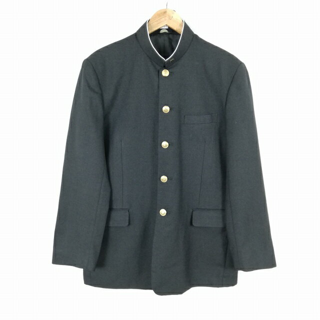 学生服 学ラン 180A 男子 カンコー 上着 ウール混 宮崎延岡星雲高校 学校指定制服 ラウンドカラー サージ グレー 中古 ランクC a3 JJ6466