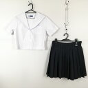 セーラー服 ミニスカート 上下2点セット 165Y ミッシェルクラン 夏物 白3本線 女子 学生服 中学 高校 白 制服 中古 ランクC NA2239