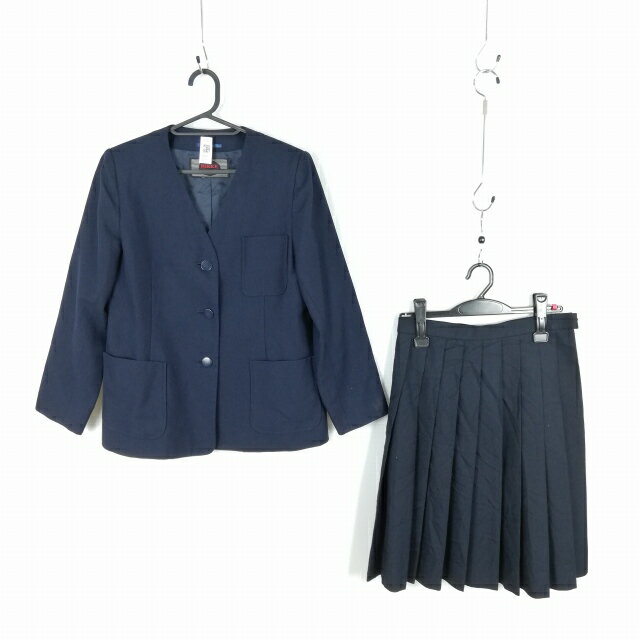イートン スカート 上下2点セット 冬物 女子 学生服 中学 高校 紺 制服 中古 ランクC NA4411