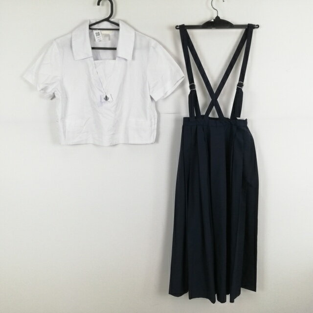 セーラー服 スカート 上下2点セット 夏物 女子 学生服 佐賀北高校 白 制服 中古 ランクC EY6217