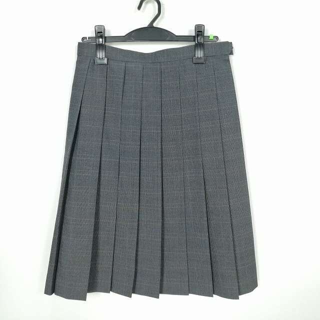 スクールスカート 夏物 w66-丈60 チェック 神奈川大綱中学 プリーツ 学生服 制服 女子 中古 HK2419