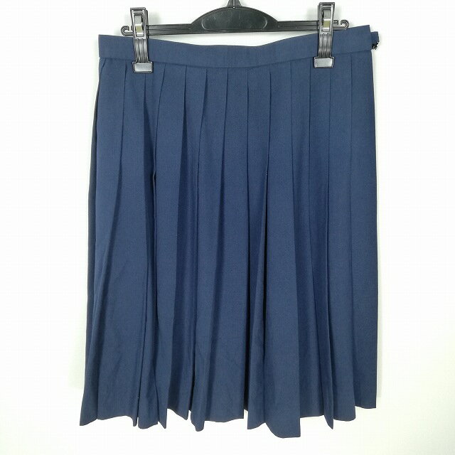 スクールスカート 夏物 w69-丈61 紺 中学 高校 プリーツ 学生服 制服 女子 中古 HK6806