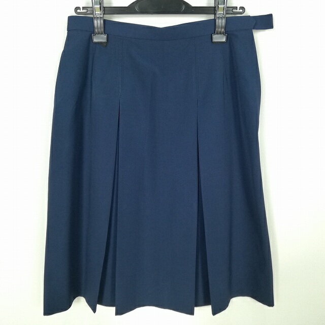 スクールスカート 夏物 w69-丈62 紺 中学 高校 プリーツ 学生服 制服 女子 中古 HK7352