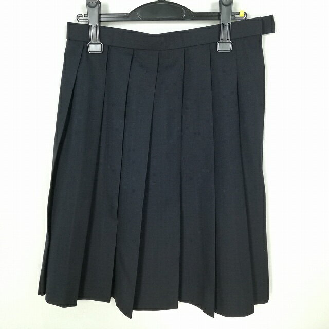 スクールスカート 冬物 w69-丈59 紺 中学 高校 プリーツ 学生服 制服 女子 中古 HK7355