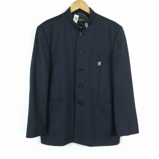 学生服 学ラン 180A 男子 上着 ウール混 福岡祐誠高校 学校指定制服 小野塚秋良 ラウンドカラー サージ 紺 中古 ランクB a3 JJ5350