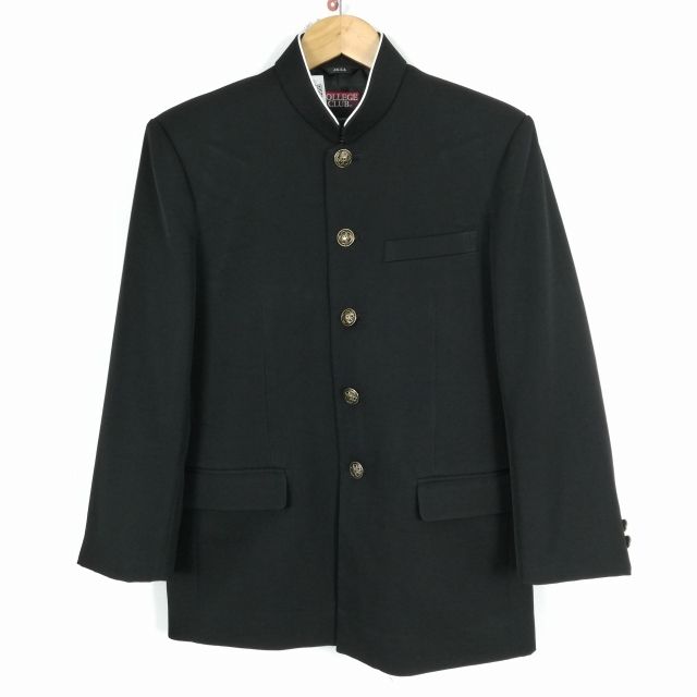 学生服 学ラン 165A 男子 上着 ウール混 ラウンドカラー カシドス 黒 中古 ランクC a3 JJ5455
