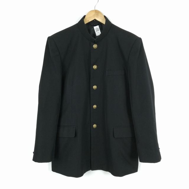 学生服 学ラン L 男子 上着 ウール混 標準型学生服 詰襟 カシドス 黒 中古 ランクC a3 JJ5480