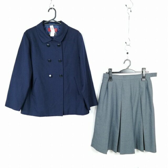 ジャケット スカート 上下2点セット 175A 大きいサイズ トンボ 冬物 女子 学生服 中学 高校 紺 制服 中古 ランクC NA3949