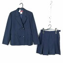 ブレザー ミニスカート 上下2点セット 大きいサイズ トンボ 冬物 女子 学生服 中学 高校 紺 制服 中古 ランクB NA3951