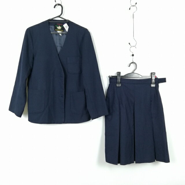 イートン スカート 上下2点セット 冬物 女子 学生服 中学 高校 紺 制服 中古 ランクC NA4419