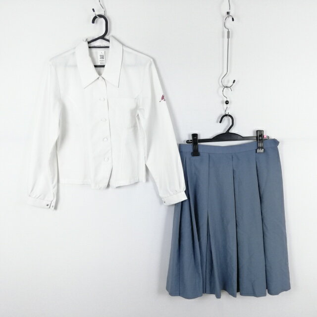 セーラー服 スカート 上下2点セット M 中間服 女子 学生服 宮崎商業高校 白 制服 中古 ランクC NA6033