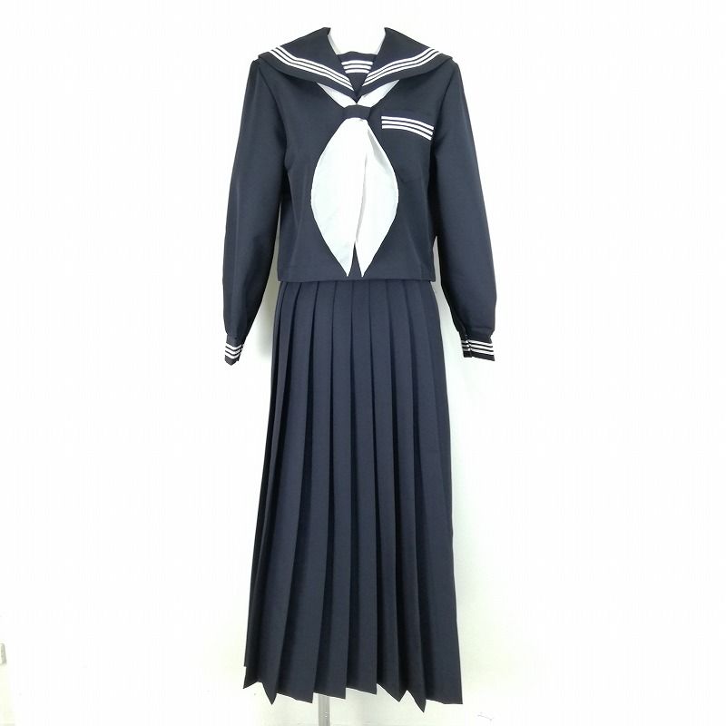 新品 スケバン 冬 セーラー服 ロングスカート ヤンキー 紺 白3本線 上下セット【別寸】 tamb_2000_l【..