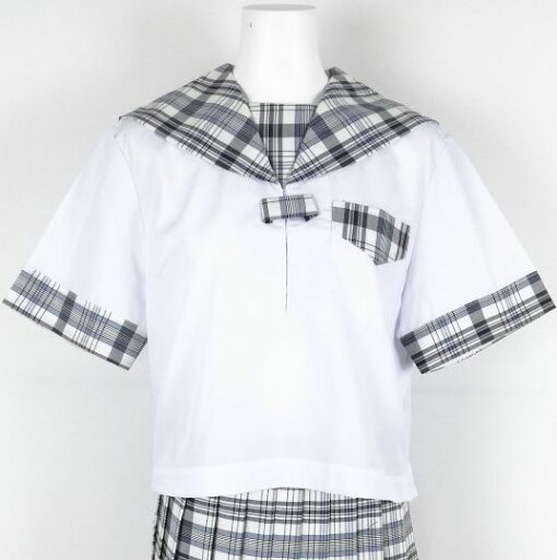 新品 夏 セーラー服 白 チェック衿 上着 tam_u_1501 新品 夏 セーラー服 白 チェック衿 上着 tam_u_1501