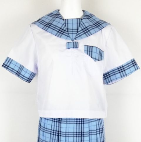 新品 夏 セーラー服 白 チェック衿 上着 tam_u_5419 新品 夏 セーラー服 白 チェック衿 上着 tam_u_5419