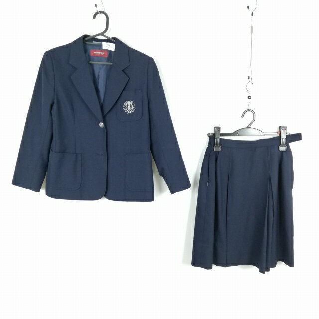 ブレザー スカート 上下2点セット 160A トンボ 冬物 女子 学生服 東京東葛西中学 紺 制服 中古 ランクC NA4252