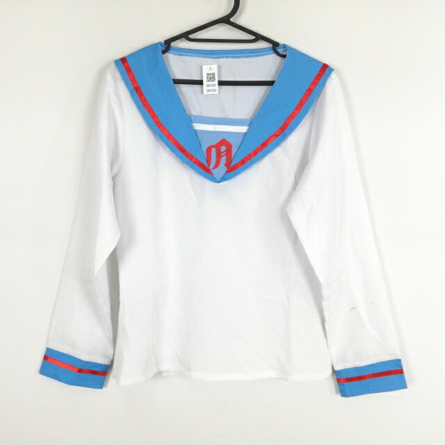 コスプレ セーラー服 上着 赤1本線 女子 学生服 中学 高校 白 制服 中古 GM1209